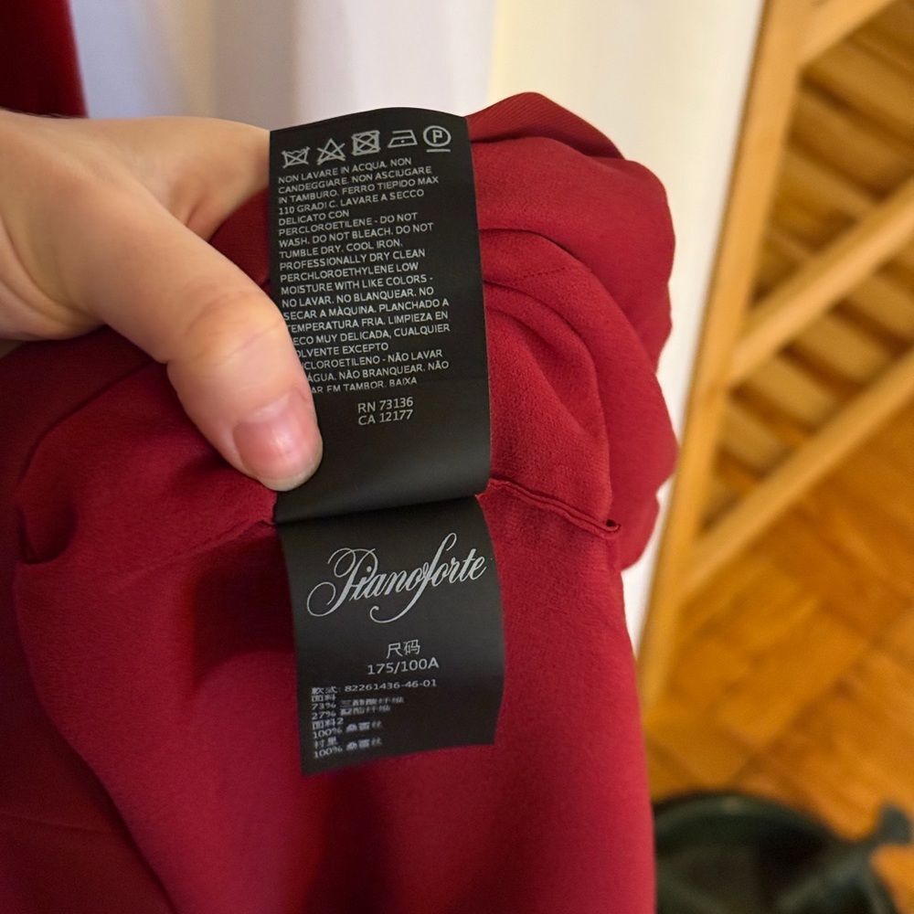 MaxMara Pianoforte Deep Red Boat Neck Cap Sleeve Silk Midi Dress 12 - Picture 7 of 7